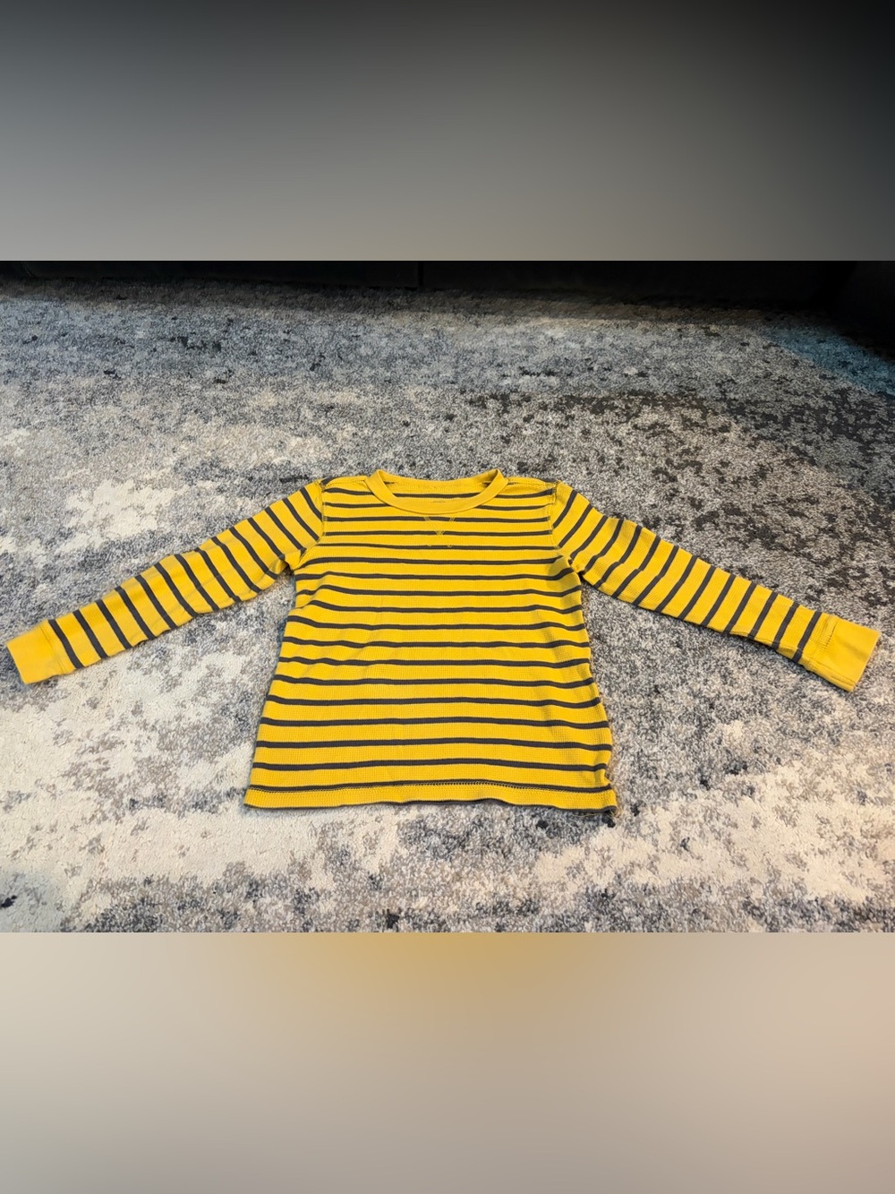 Yellow & grey Striped Kids Long-Sleeve Top